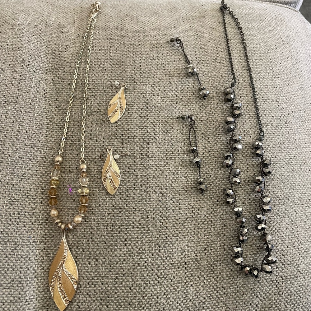 Two Sets of Necklace and matching pierced earrings